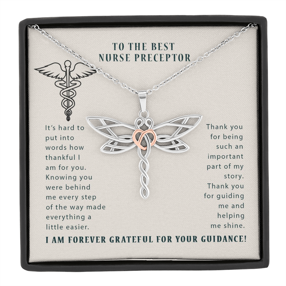 To The Best Nurse Preceptor Thank You For Helping Me Shine Dragonfly Necklace | Preceptor Thank You Gift | Nursing School Preceptor