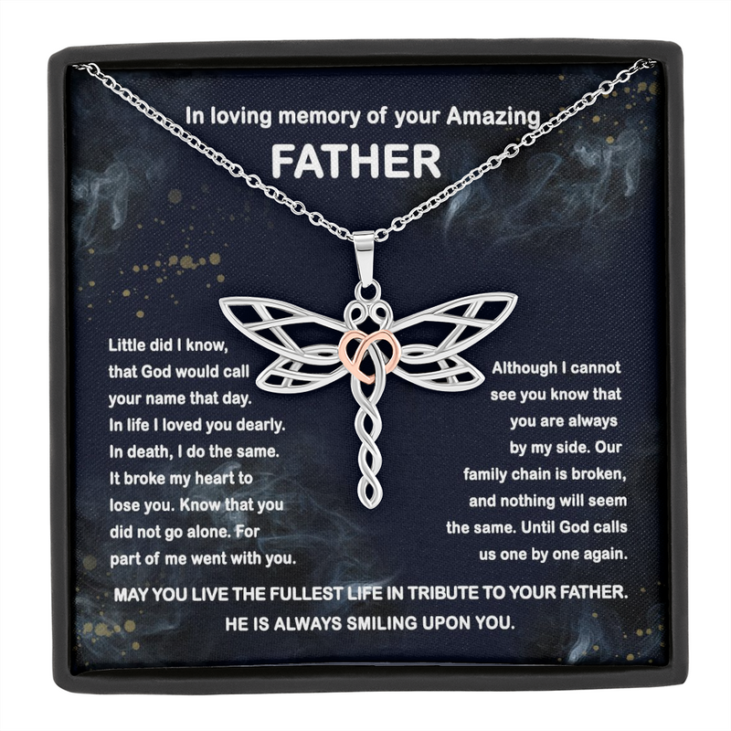 Loss of Dad Dragonfly Necklace, Grief Gift, Sympathy Gift, Dad Remembrance Necklace, Dad Memorial Gift, Gift for Daughter, Bereavement Keepsake Condolence