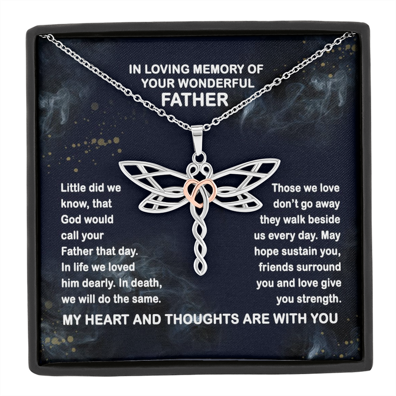 In Memory Of Your Dad Dragonfly Necklace, Grief Gift, Sympathy Gift, Dad Remembrance Necklace, Dad Memorial Gift, Gift for Daughter, Bereavement Keepsake Condolence