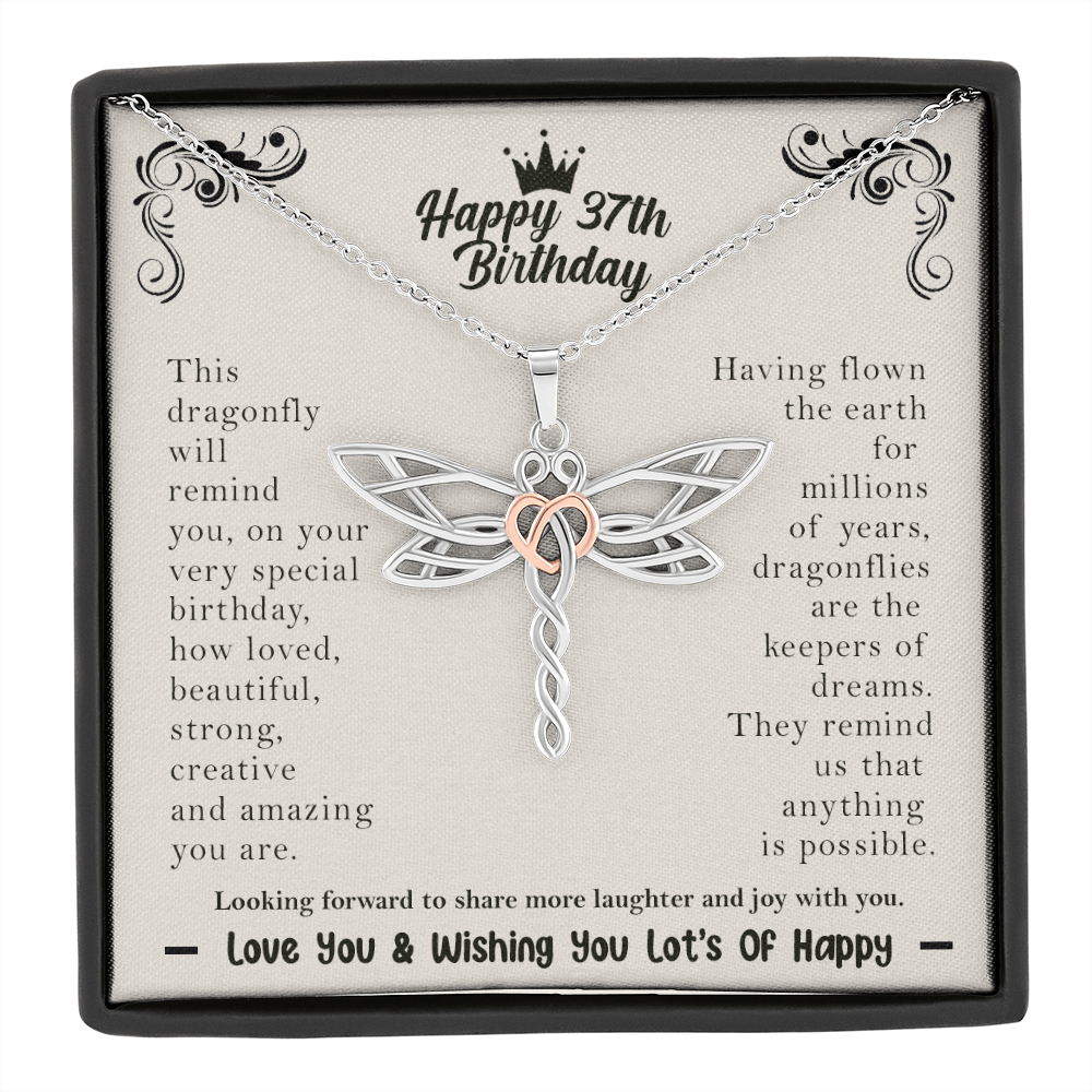 37th birthday dragonfly necklace | Happy 37th Birthday Gift for her |  For your best friend, daughter, sister, niece, cousin, on her 37th birthday
