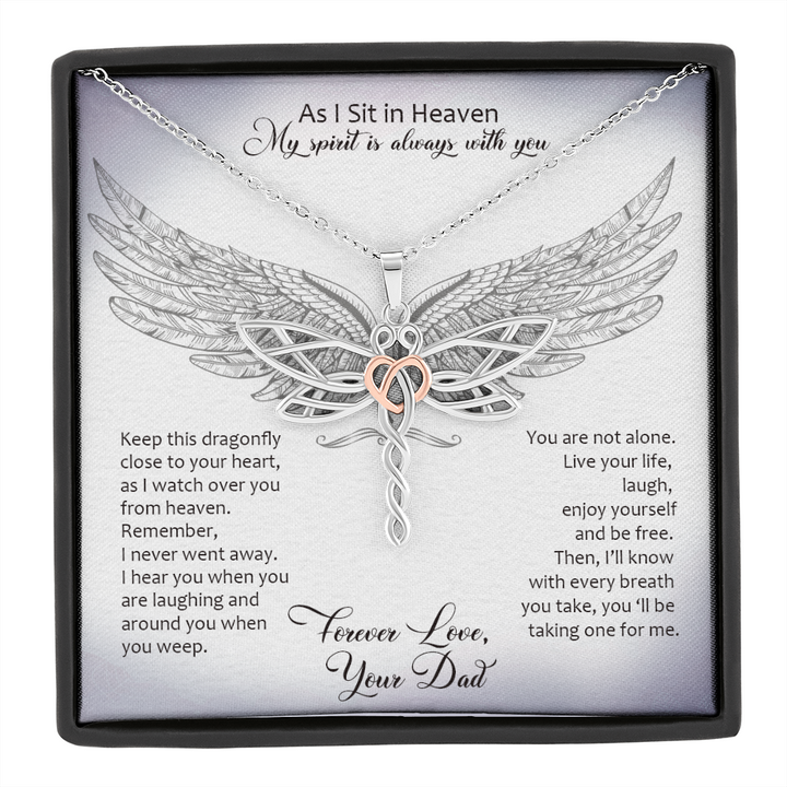 From My Dad In Heaven Dragonfly Necklace Dad Memorial Gift Loss