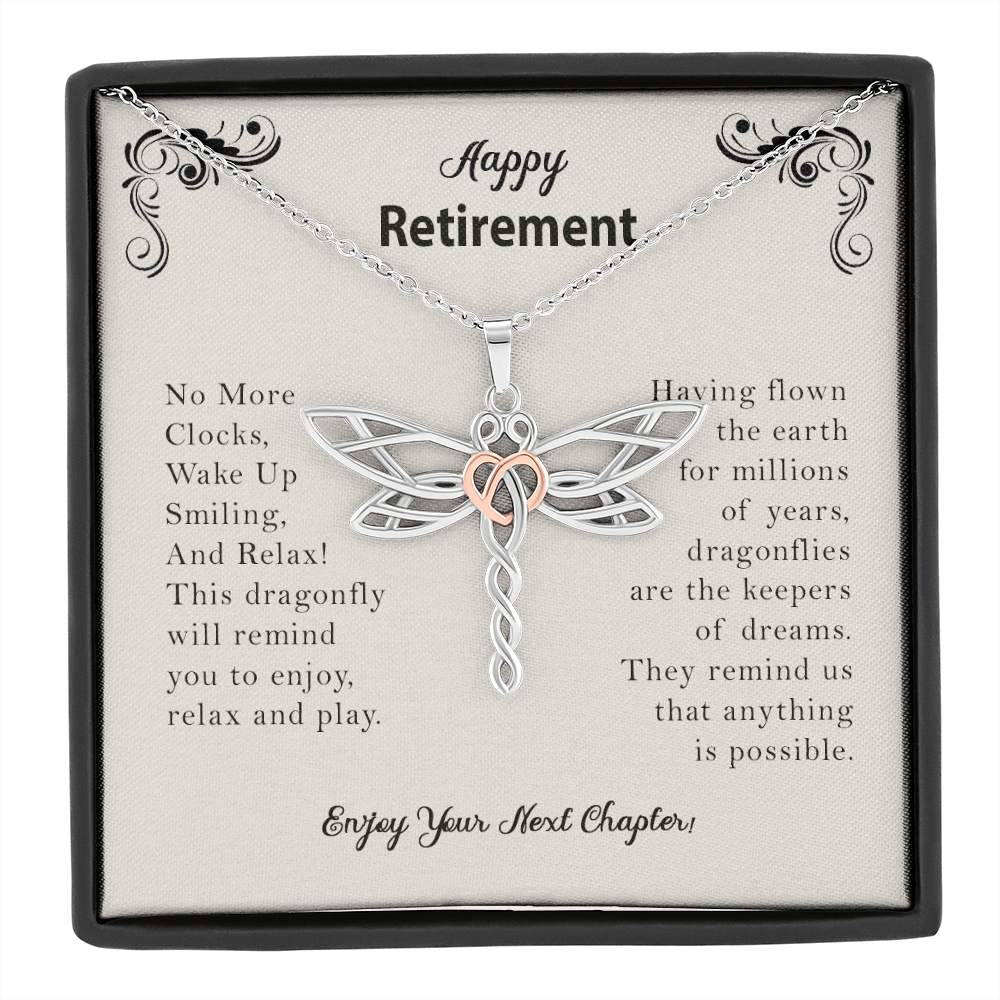 Happy Retirement Gift Enjoy Your Next Chapter Dragonfly Necklace | Retirement Necklace for Women: Colleagues, Leave Job, Jewelry from Coworkers