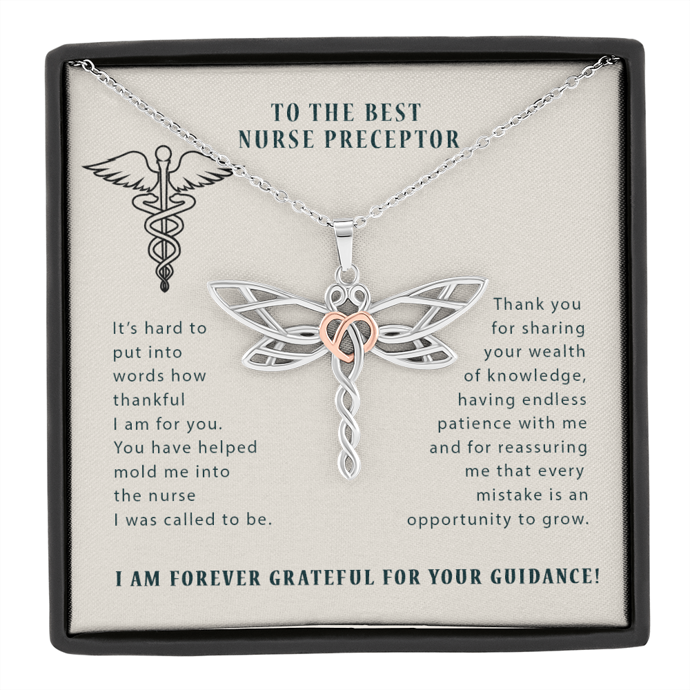 To The Best Nurse Preceptor Forever Grateful Dragonfly Necklace | Preceptor Thank You Gift | Nursing School Preceptor