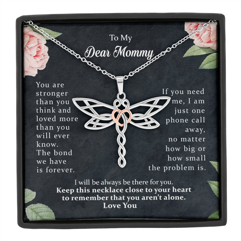To My Dear Mommy Dragonfly Necklace | Gift to Mom from Daughter / Son | Mother's Day Gift for Mother