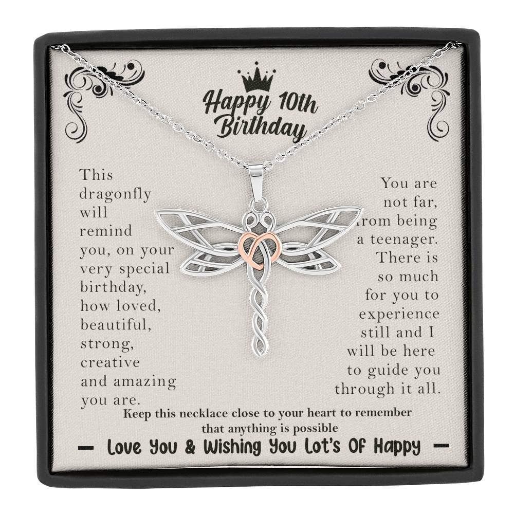 10th birthday dragonfly necklace | Happy 10th Birthday Gift for your daughter, sister, niece, cousin, granddaughter on her 10th birthday