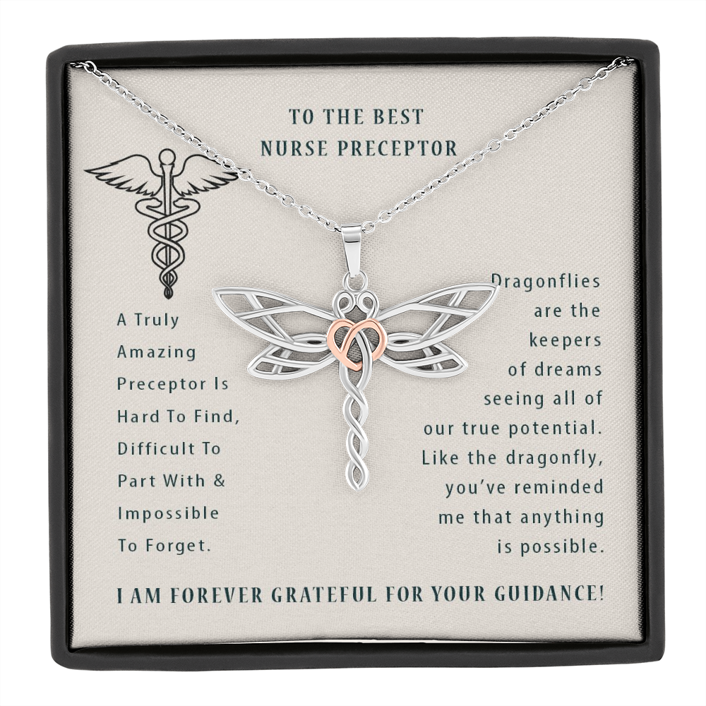 To The Best Nurse Preceptor Dragonfly Necklace | Nurse Preceptor Thank You Gift | Nursing School Preceptor