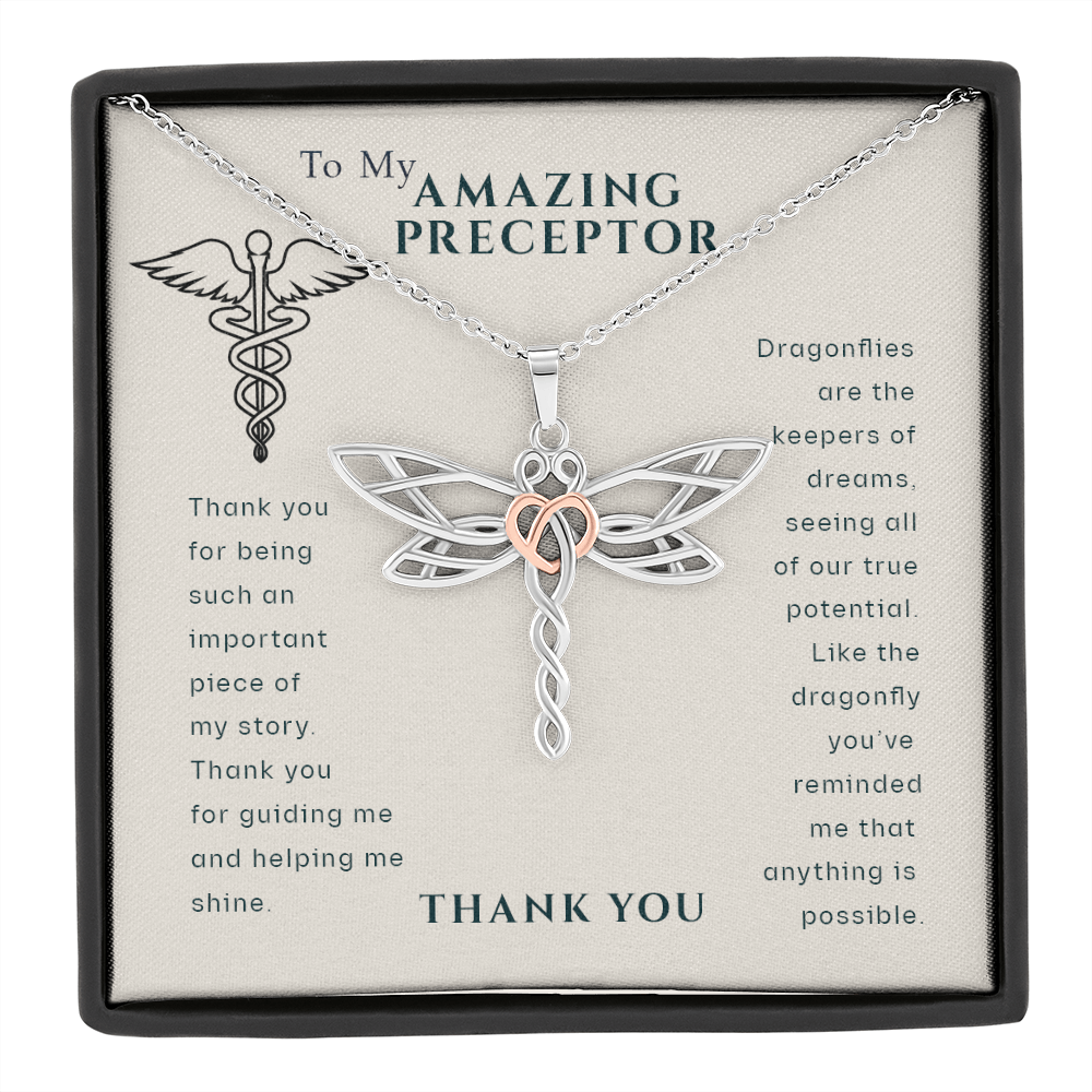 To My Amazing Preceptor Dragonfly Necklace | Nurse Practitioner Gift, Bsn Nurse Gift, Registered Nurse Gift, Doctor Necklace, Nurse Appreciation, ER Nurse Gift