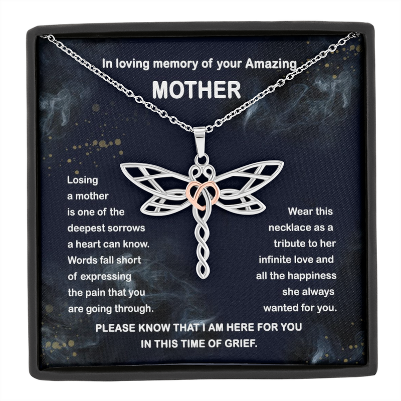 Mom Memorial Dragonfly Necklace | Loss of Mother Gift | Mother Loss Sympathy Gift | Mother Loss Sympathy Gift