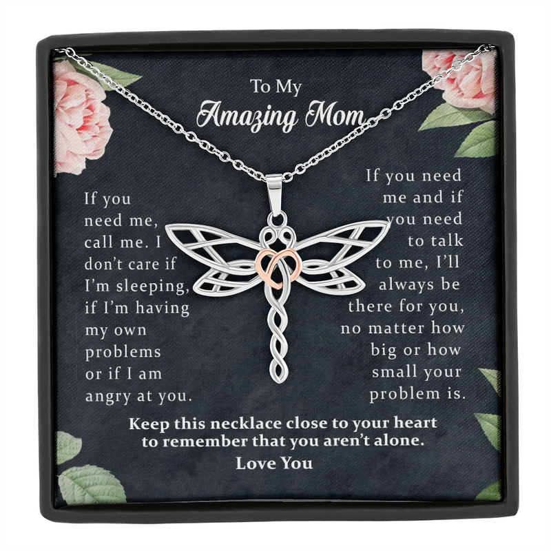 To My Amazing Mom Dragonfly Necklace | Gift to Mom from Daughter / Son | Mother's Day Gift for Mother