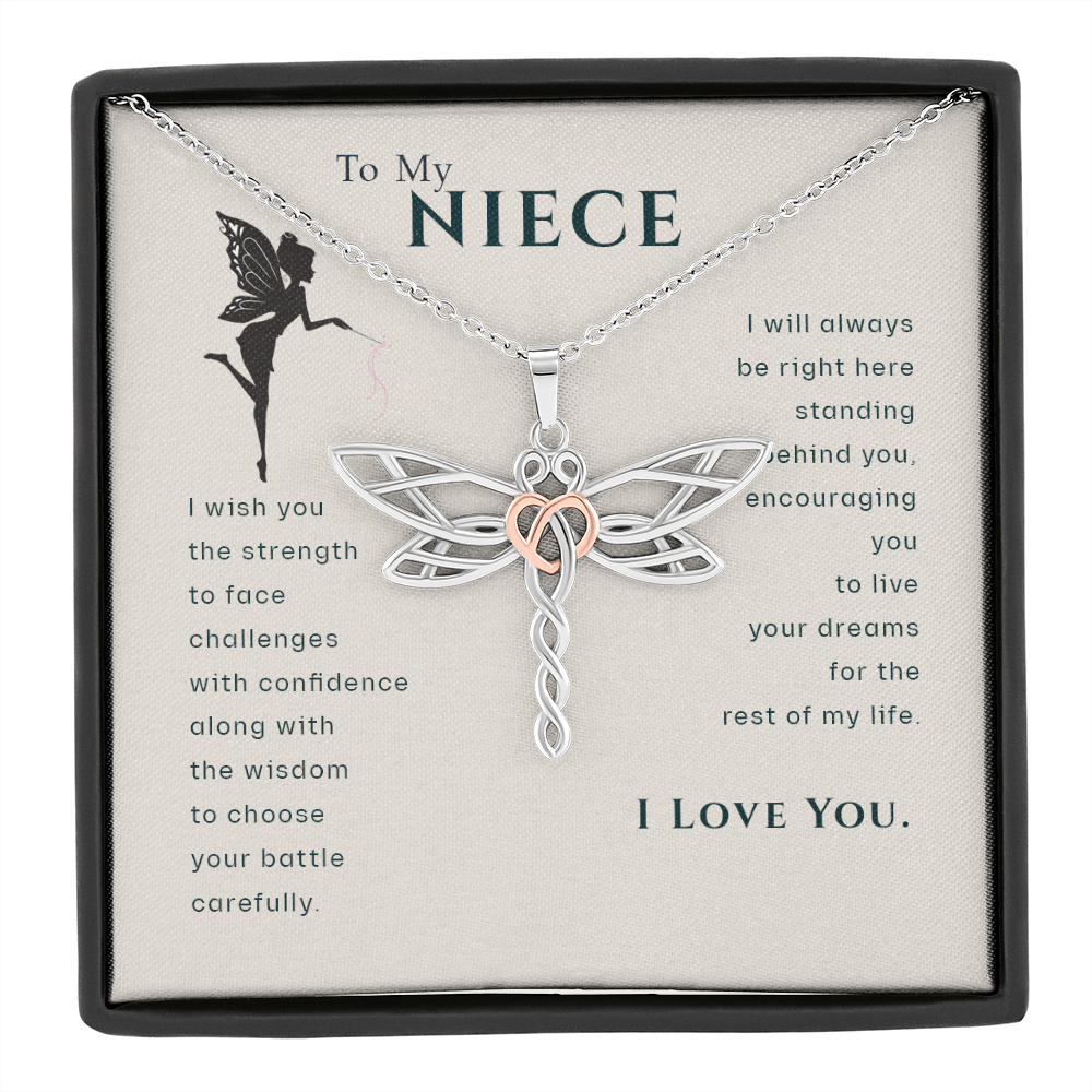 To My Niece Live Your Dreams Dragonfly Necklace | Birthday, Graduation Gift For Niece | Gift From Uncle | Gift From Aunt
