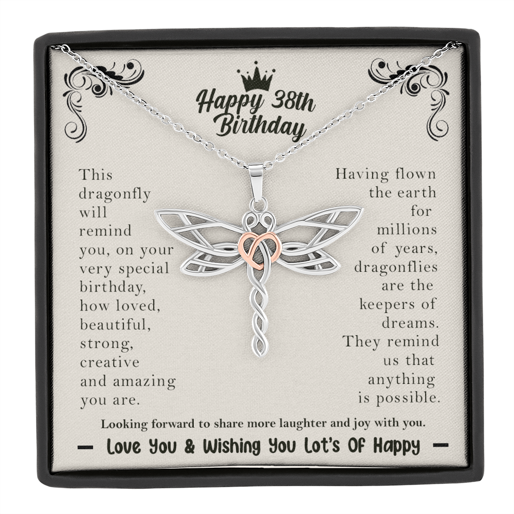 38th birthday dragonfly necklace | Happy 38th Birthday Gift for her |  For your best friend, daughter, sister, niece, cousin, on her 38th birthday