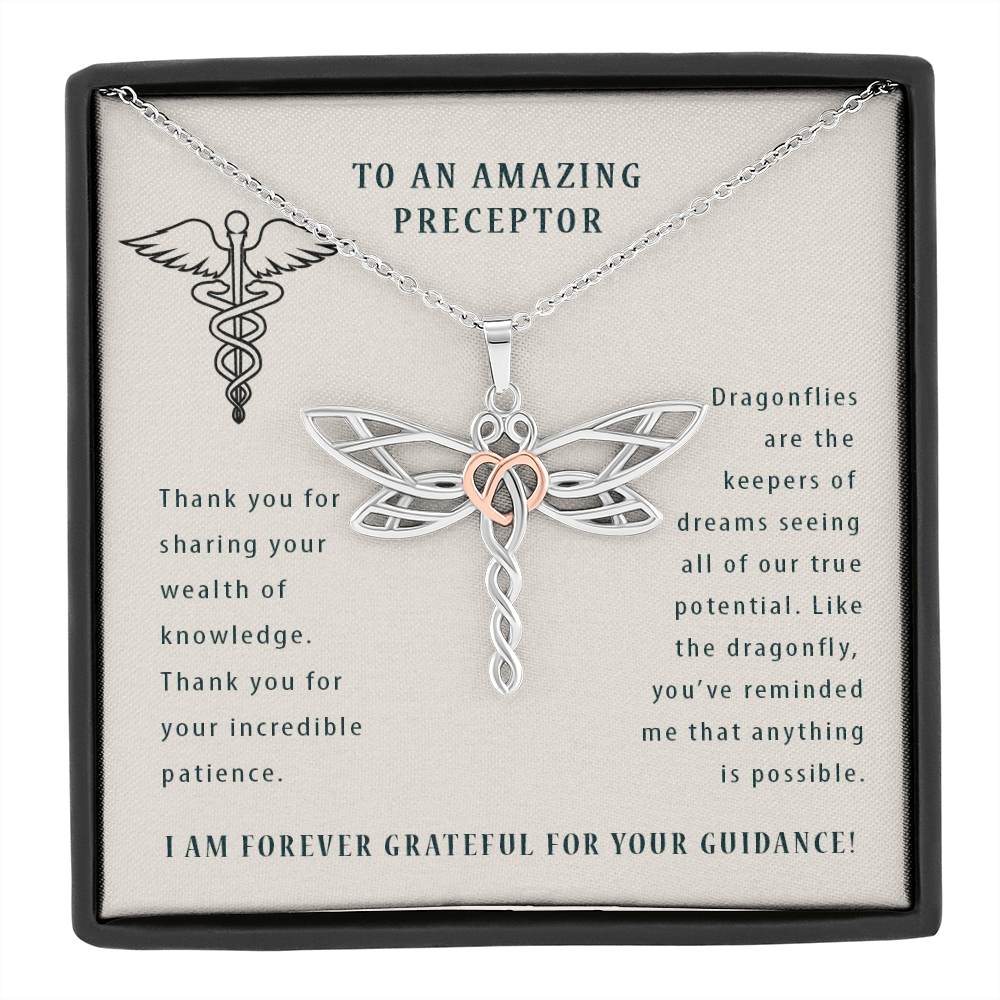 To An Amazing Preceptor Thank You For Your Guidance Dragonfly Necklace | Preceptor Thank You Gift | Nursing School, Med School Preceptor