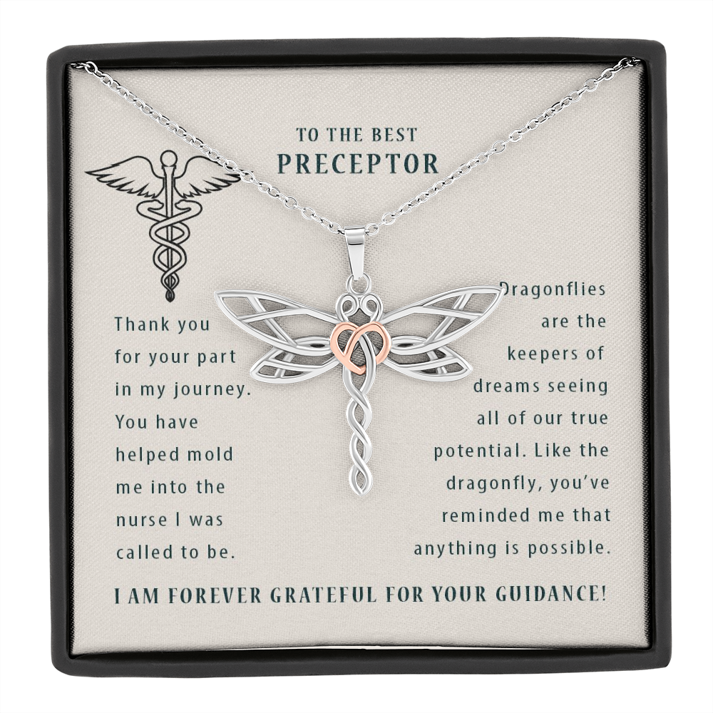To The Best Preceptor Dragonfly Necklace | Preceptor Thank You Gift | Nursing School Preceptor