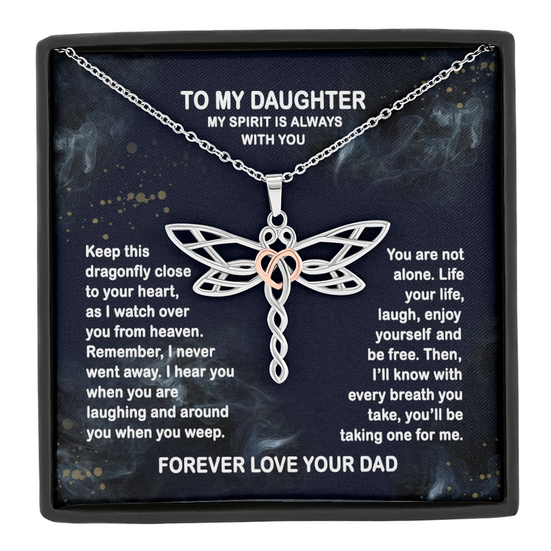 Dad Memorial Dragonfly Necklace, From Your Dad In Heaven Grief Gift, Sympathy Gift, Dad Remembrance Necklace, Dad Memorial Gift, Keepsake Condolence