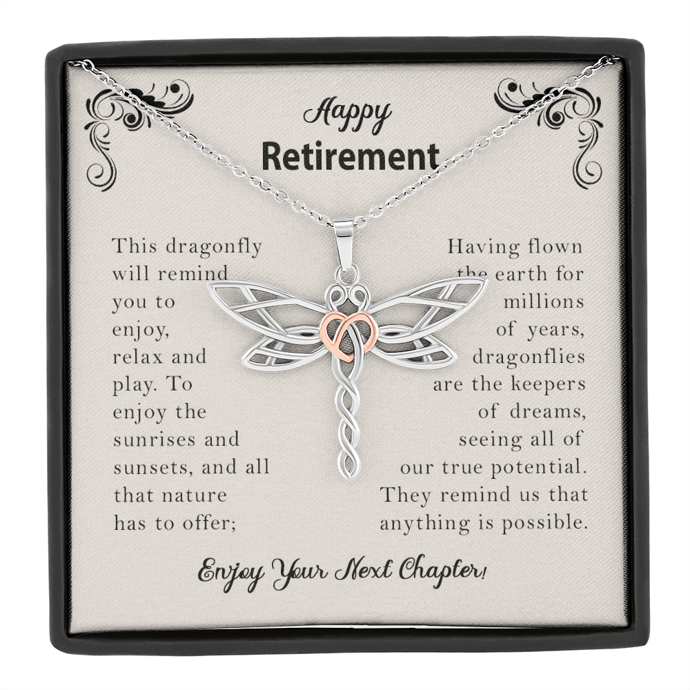 Happy Retirement Dragonfly Necklace | Retirement Necklace for Women: Colleagues, Leave Job, Jewelry from Coworkers