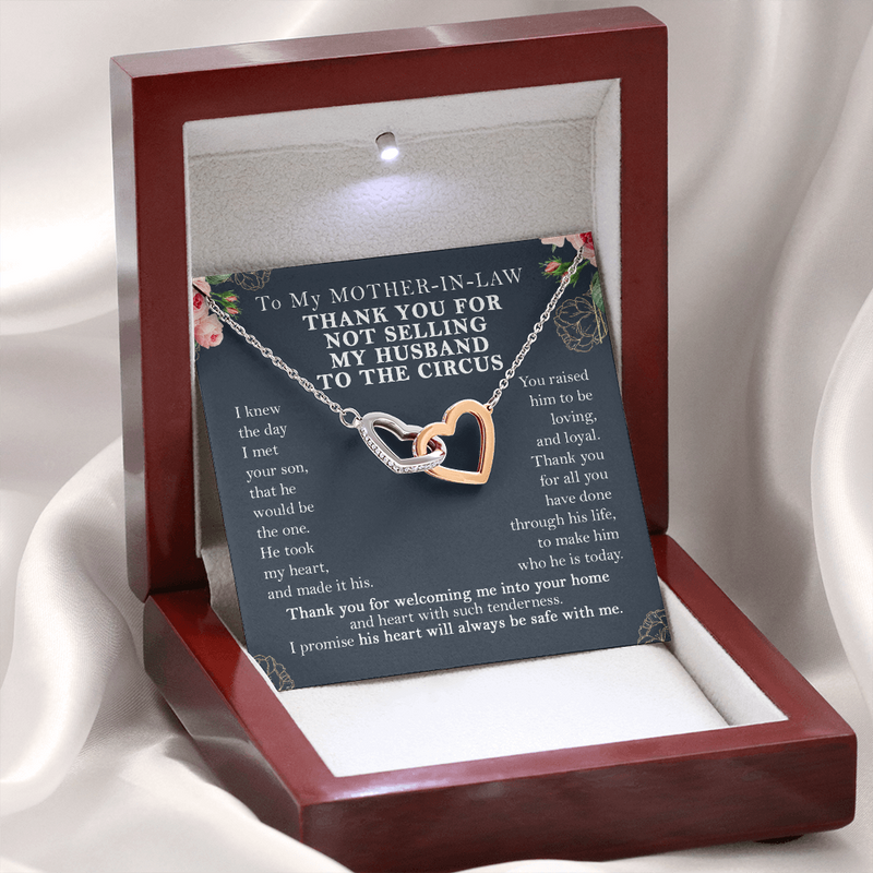 Funny Mother in Law Gift Interlocking Hearts Necklace | Mother in Law Wedding Gift, Mothers Day Gifts for Mother in Law