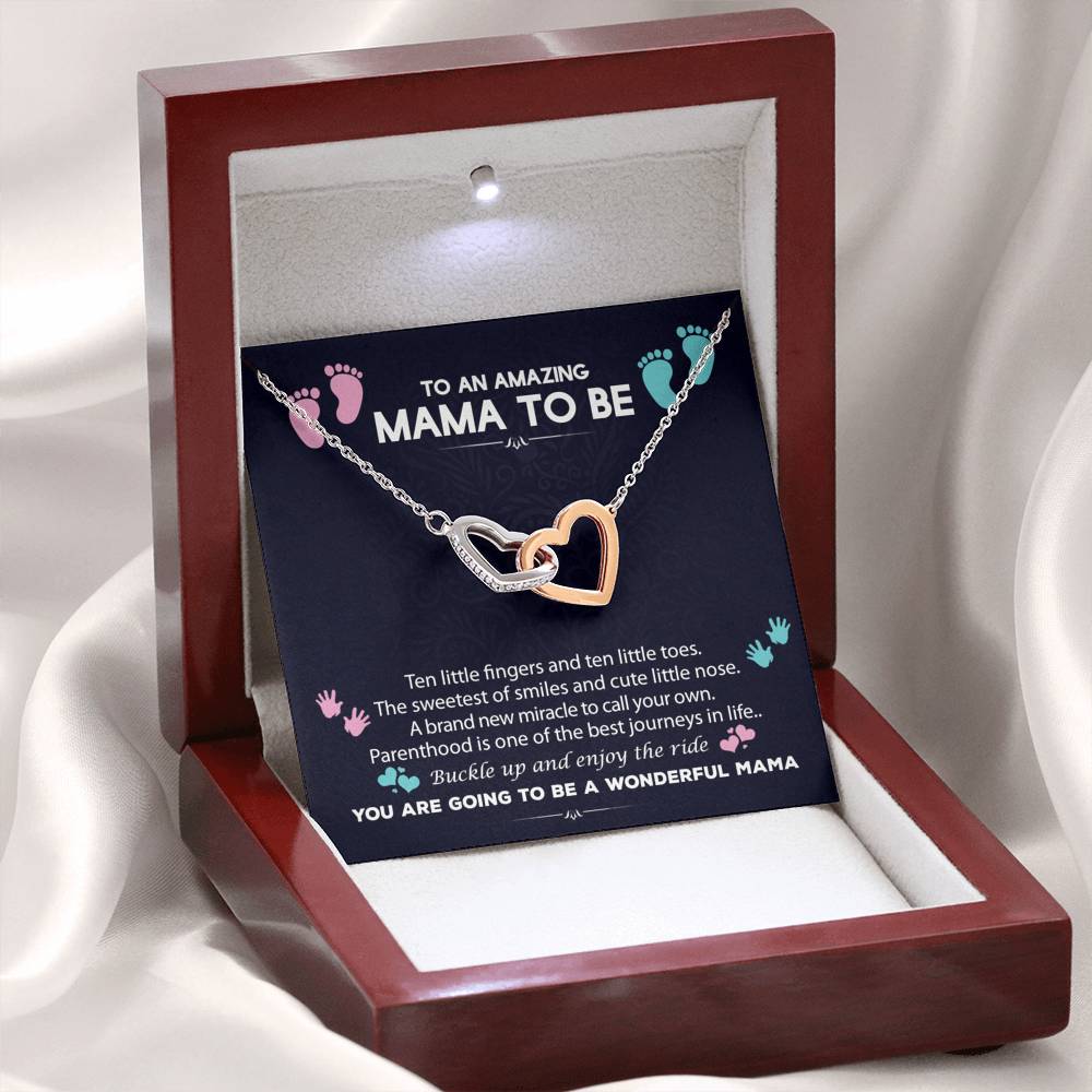 To An Amazing Mama To Be Interlocked Heart Necklace | Baby Shower Gift For New Mom | First Time Mom Gift