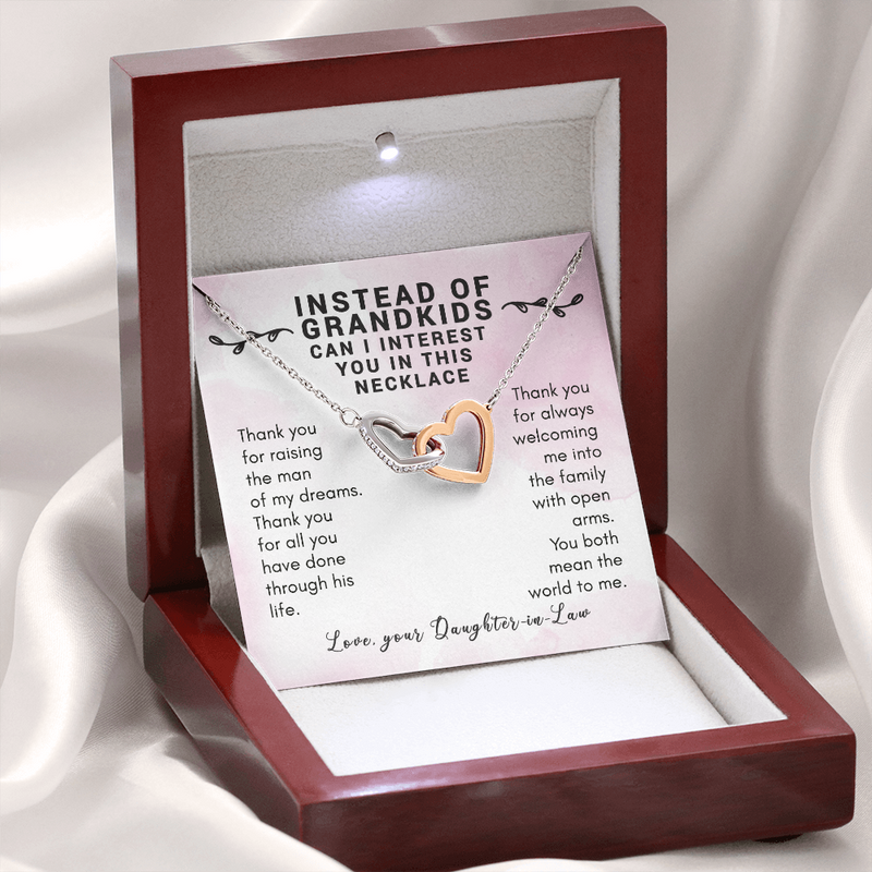 Instead of Grandkids, Funny Gift for Mother-In-Law Double Heart Necklace, Gift for Mother-In-Law Gift, Funny Gift from Daughter-In-Law