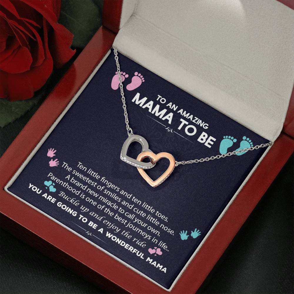 To An Amazing Mama To Be Interlocked Heart Necklace | Baby Shower Gift For New Mom | First Time Mom Gift