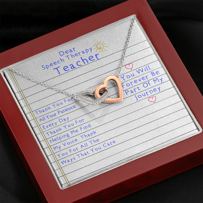 Thank You For Helping Me Find My Voice Interlocking Hearts Necklace | Speech Teacher Gratitude Gift | Gift for Special Education Teacher | Speech Therapist Appreciation Gift