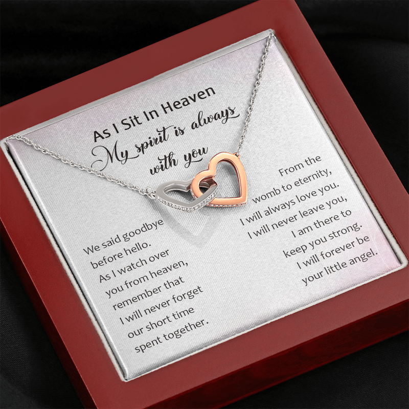 As I Sit In Heaven My Spirit Is Always With You Interlocked Heart Necklace | Loss of Baby Gift |  Pregnancy Loss Gift | Bereavement Gift