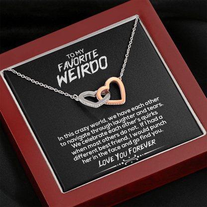 To My Favorite Weirdo Interlocked Heart Necklace | To My Bestie Personalize Gift, Gift for BFF, Custom Long Distance Best Friend Gift