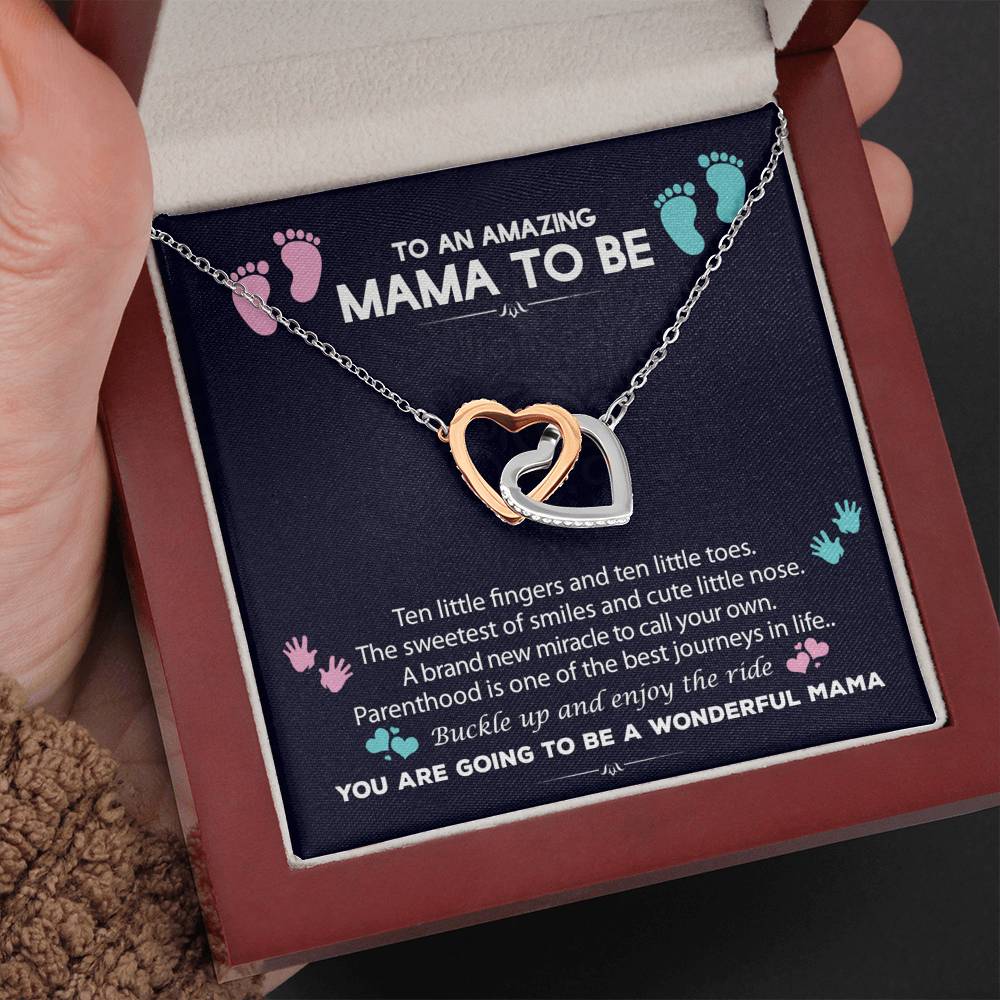 To An Amazing Mama To Be Interlocked Heart Necklace | Baby Shower Gift For New Mom | First Time Mom Gift