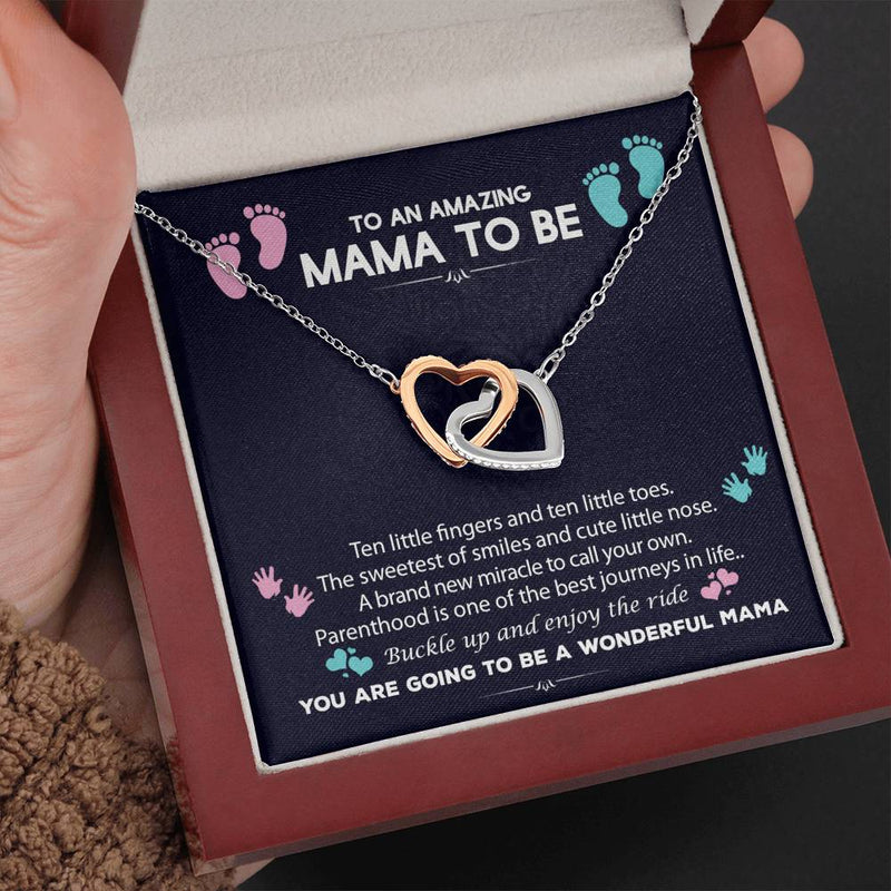 To An Amazing Mama To Be Interlocked Heart Necklace | Baby Shower Gift For New Mom | First Time Mom Gift