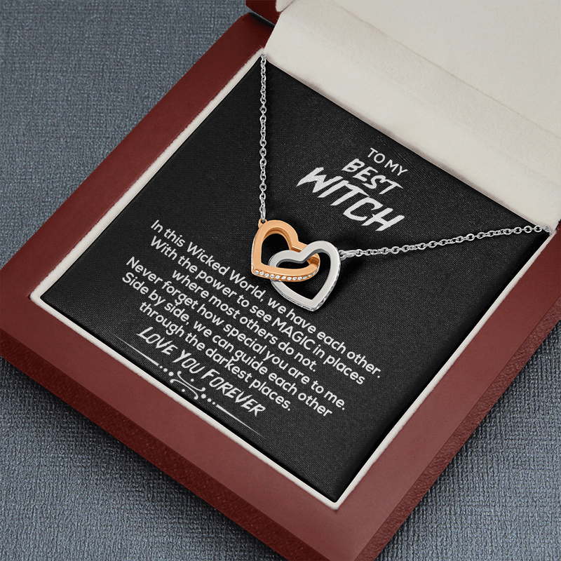 To My Best Witch We Have Each Other Double Heart Necklace | Best Witches Necklace: Gift for Coven Sisters, Celestial Sisters