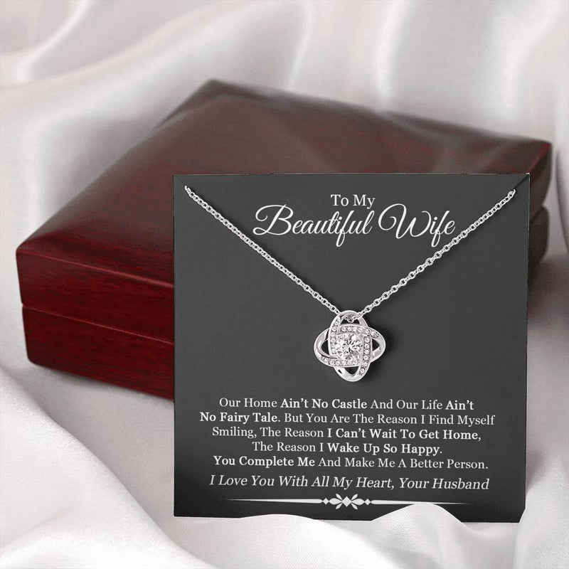 To My Beautiful Wife Our Life Ain't No Fairy Tale But I Love You Cubic Zirconia Necklace | Gift From Husband To Wife | Anniversary Gift