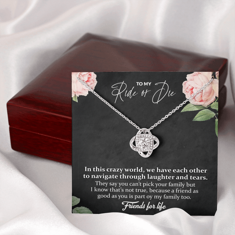 To My Ride Or Die We Have Each Other Love Knot Necklace | Unbiological Sister Necklace, Bonus Sister Gift, Bestie, Best Friend Gift