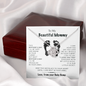 To My Beautiful Mommy Safe & Warm Love Knot Necklace, Gift for New Mom, Mother's Day Gift