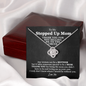 Funny Stepped Up Mom Gift Love Knot Necklace | Unbiological Mom, Foster Mom, Stepmom, Mother In Law Card Mother's Day Gift