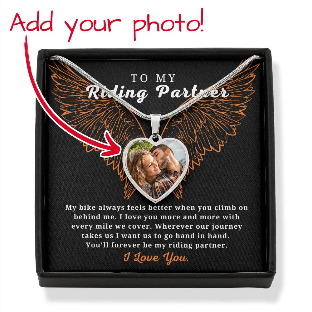 To My Riding Partner Harley Davidson Lovers Personalized Photo Necklace Gift, Bikers Necklace Motorcycle Gifts For Women, Gifts For Motorcycle Riders