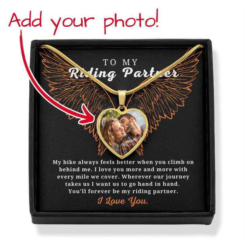 To My Riding Partner Harley Davidson Lovers Personalized Photo Necklace Gift, Bikers Necklace Motorcycle Gifts For Women, Gifts For Motorcycle Riders