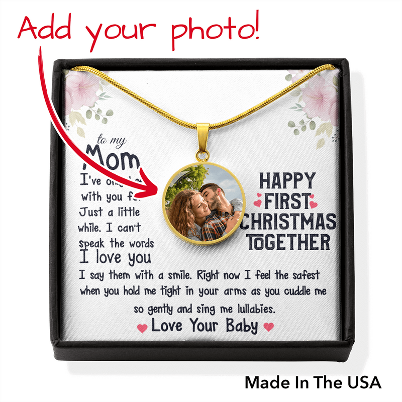 To My Mom Personalized Our First Christmas Together From Baby Photo Upload Necklace | Gift For First Time Mom