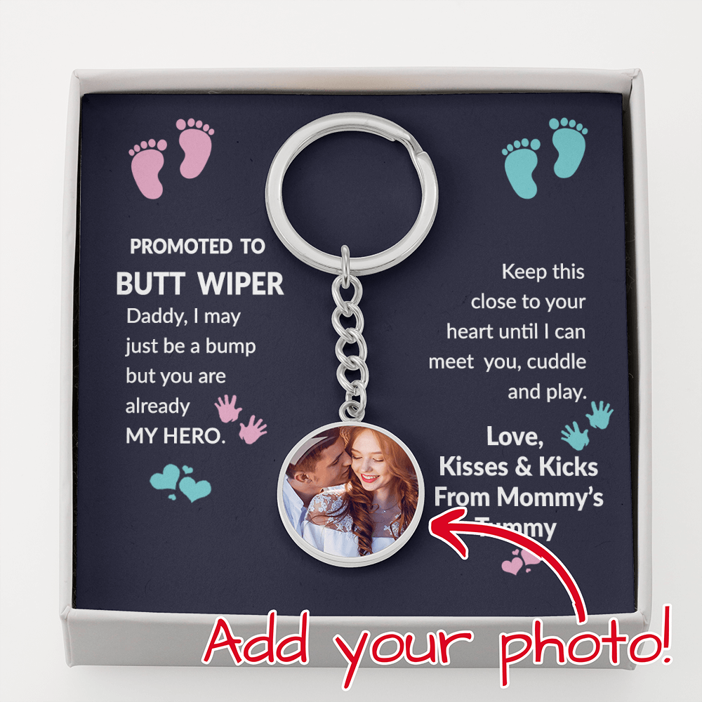 Promoted to Butt Wiper Funny Sonogram Keepsake Keychain Gift From Baby Bump |  First Father's Day |  Daddy To be Gift