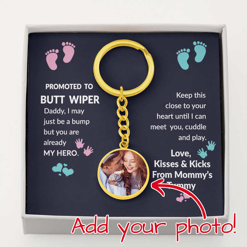 Promoted to Butt Wiper Funny Sonogram Keepsake Keychain Gift From Baby Bump |  First Father's Day |  Daddy To be Gift