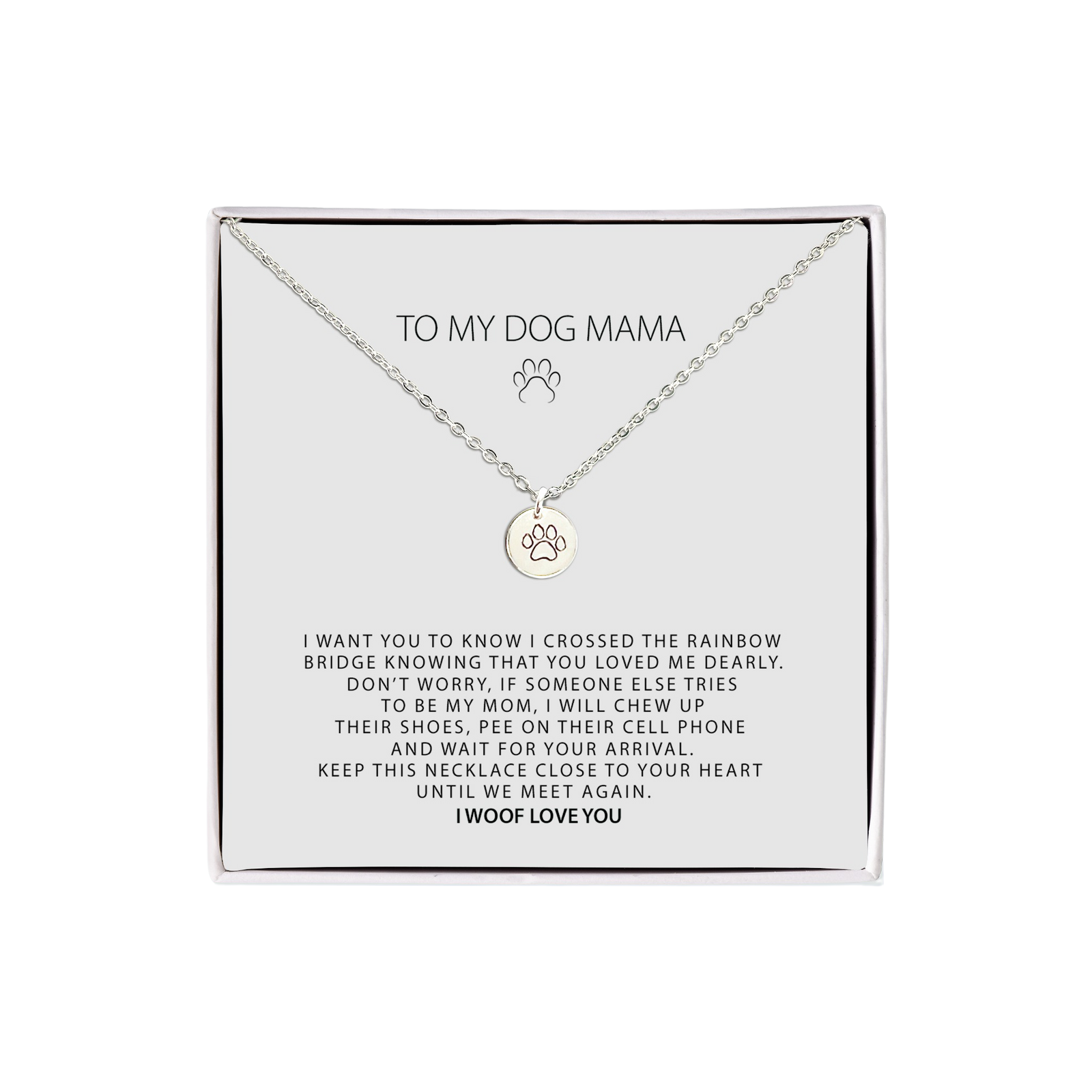 Rainbow Bridge Dog Paw Necklace, Loss of Dog Memorial Paw Print, Dog loss gifts, Pet Memorial Necklace, Pet Sympathy gift