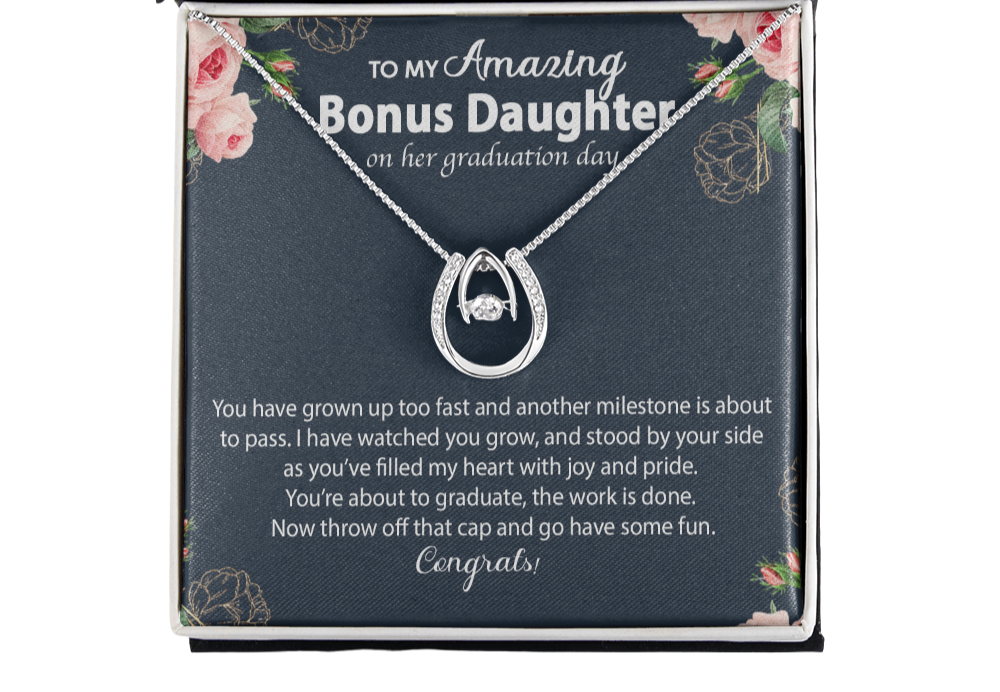 To My Amazing Bonus Daughter on her Graduation Day Cross Necklace Gift| Gift from Step Mom/ Bonus Mom| Graduation Gift for Step Daughter