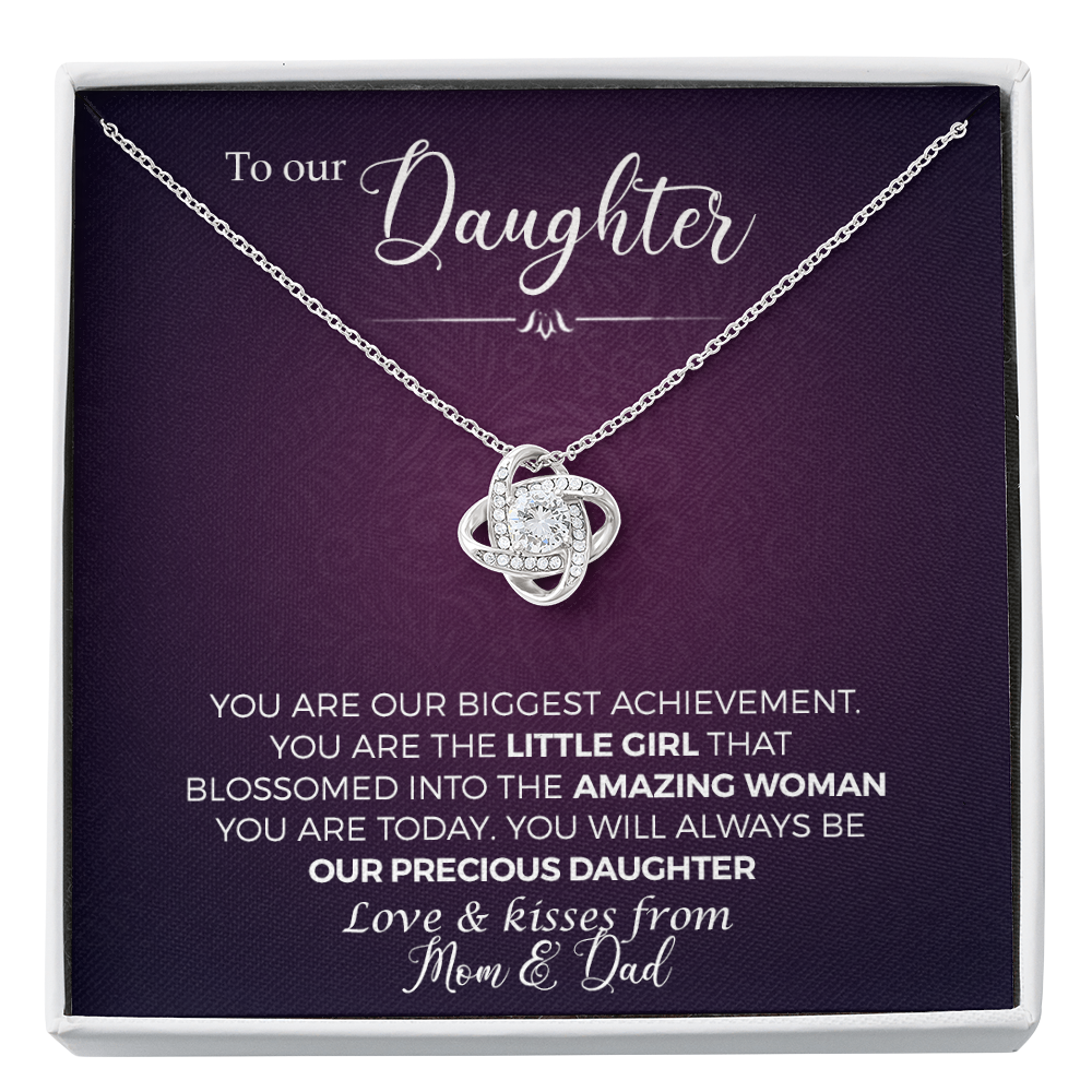 To Our Daughter You Are Our Biggest Achievement Love Knot Necklace | Daughter Birthday, Christmas, Graduation Gift | For Our Daughter Necklace