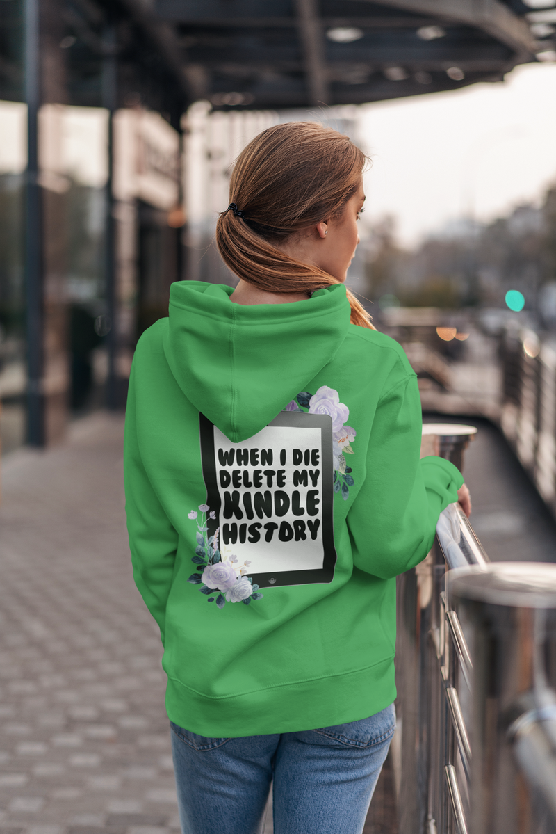 Delete My Kindle History Sweatshirt, Funny Reading Sweatshirt, Book Nerd, Librarian Gifts, Cute Graphic Hooded Sweatshirt