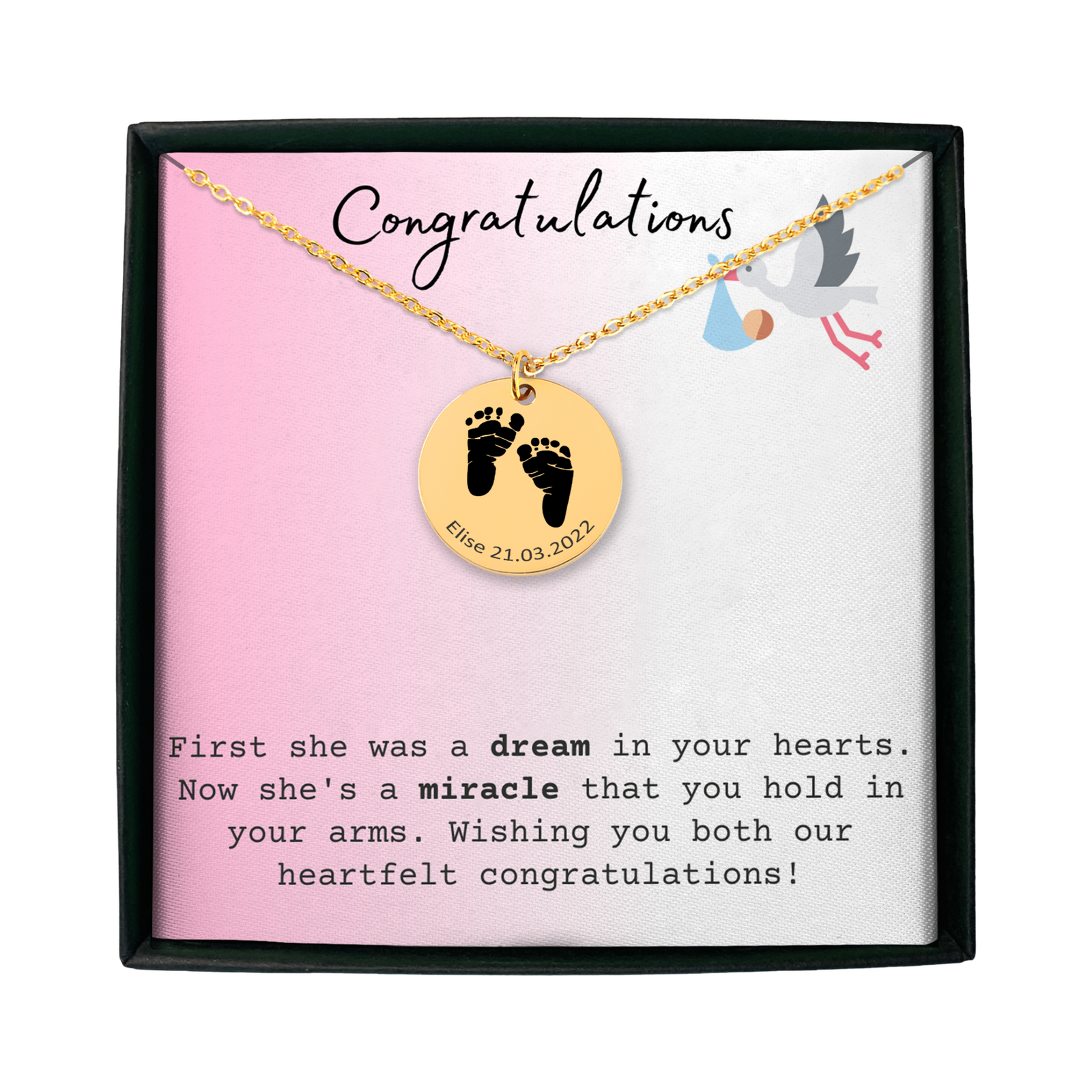 First Born Baby Feet Print Necklace