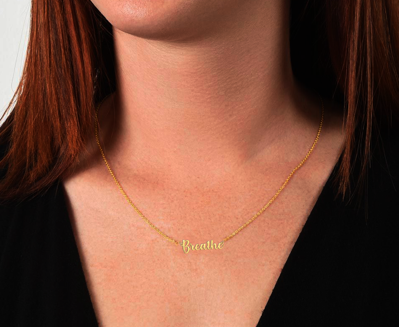 Breathe Cursive Necklace | New Beginnings Necklace Meaningful, Get Well Gift Be Strong Strength, Anxiety Necklace, Divorce Break Up, Encouragement Gift gift for her
