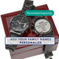 Personalized Engraved Chronograph Watch, Fathers day gift, Name Charm Watch for Men with Family Names