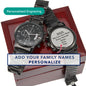 Personalized Engraved Chronograph Watch, Fathers day gift, Name Charm Watch for Men with Family Names