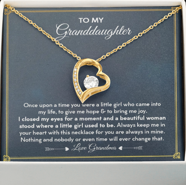 To My Granddaughter Once Upon A Time Forever Love Necklace | Granddaughter Gift From Grandmother for Birthday, Graduation