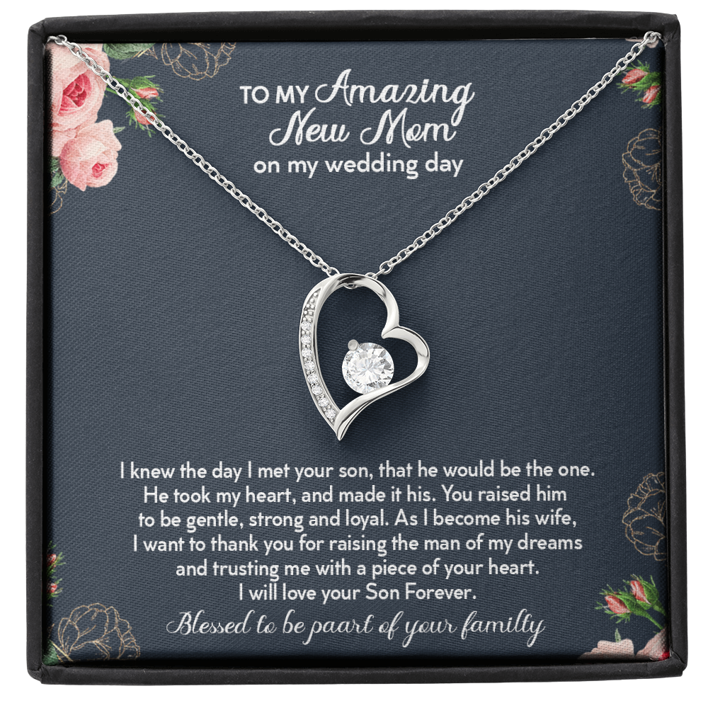 To My Amazing New Mom On My Wedding Day Forever Love Necklace | Daughter-in-Law Gift for Mother-in-Law | Gift to Mother-in-Law