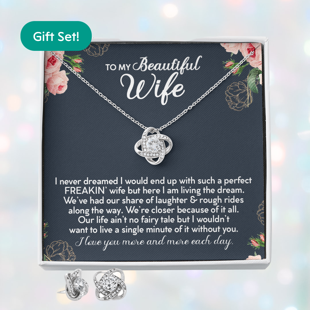 Wife Anniversary, Mother's Day Gift, Wife Birthday Necklace Earring Gift Set
