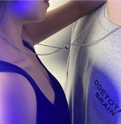 Meet Me At Midnight Discoball Magnetic Necklace Set, Magnetic Necklace Gift for Best Friend, Matching Lover Necklace, 2 pcs Couple Necklace